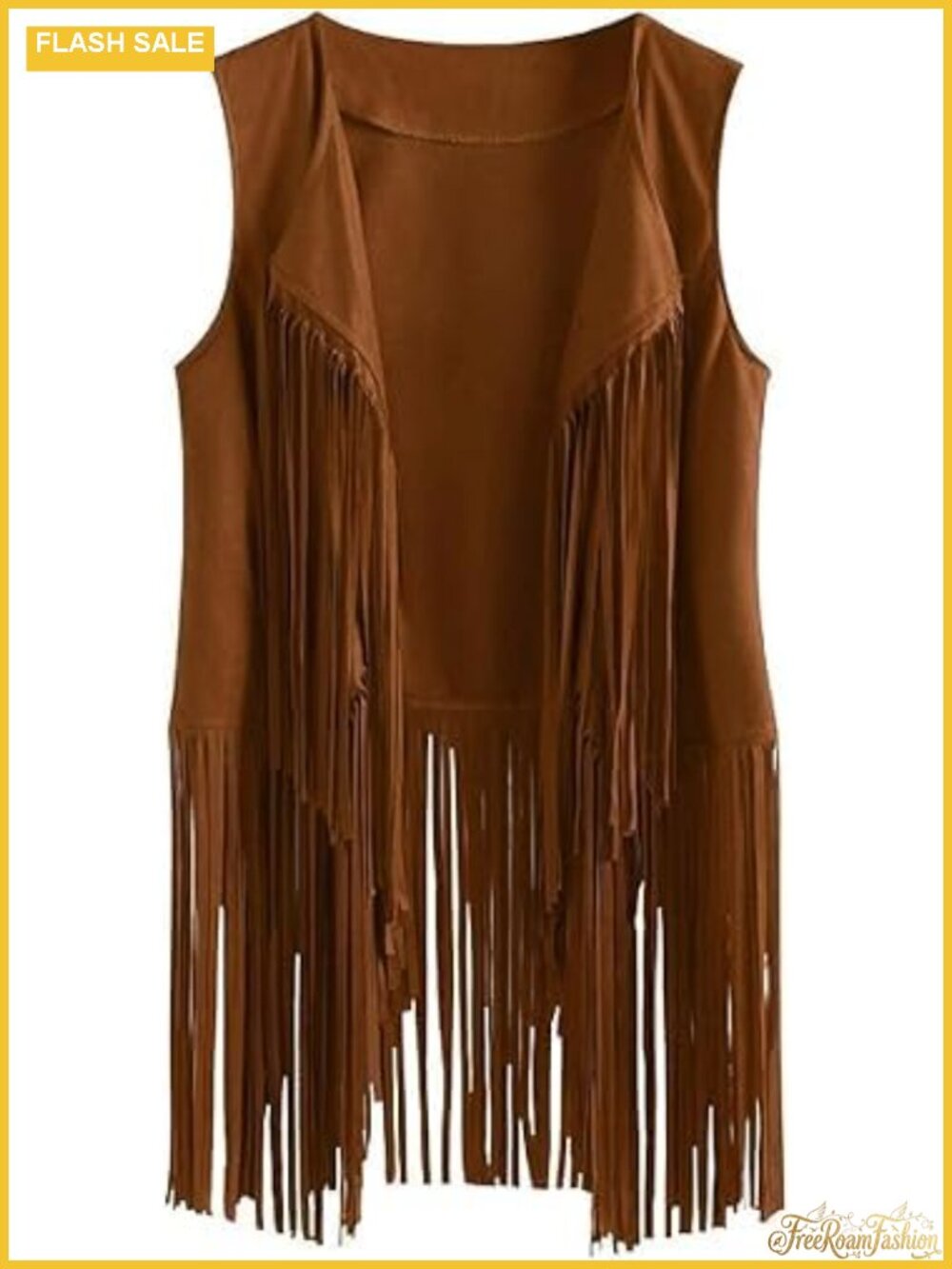 Faux Suede Long Fringe Tassel Vest Sleeveless Cowgirl Cardigan Western Boho